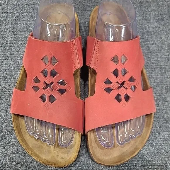 Birkenstock Betula Women Leather Perforated‎ Slides Sandal Shoe 9 Nar.